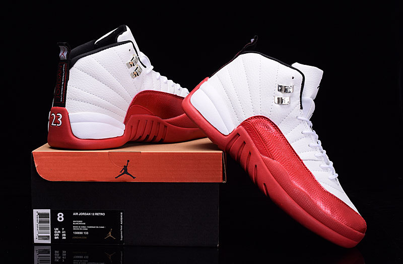 Women Air Jordan 12 White Red Shoes - Click Image to Close